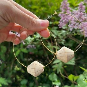 Gold and Bamboo Hoop Earrings